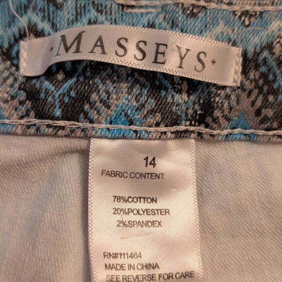 ❌Copy❌Masseys Blue/Black/White Patterned Pants Size 14 - Picture 12 of 13